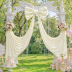 Ivory Large Bows for Backdrop Giant Bows Birthday Party Decorations Large Giant Bow Decor, Cream Giant Satin Bow Decoration for Wedding Baby Shower Birthday Photo Booth Room Decor 24"x16" - Image 6