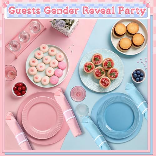 Lasnten 50 Sets Pre-rolled Gender Reveal Cutlery Set with Napkin - Image 5