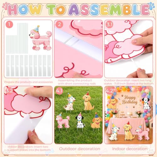 5 Pcs Cute Puppy Dog Corrugated Plastic Standee Photo Prop - Image 5