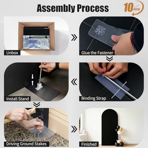 6FT Arch Backdrop with Stand, Foam Board Wedding Birthday Party, Black - Image 4