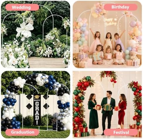 EMART 8/7.2/6.6Ft White Arch Backdrop Stand Set 3 for Wedding Party Balloon Wedding Arch with 12 Ground Nails&6 Water Bags, Arched Backdrop Stand for Birthday, Baby Shower, Graduation, Festival Decor - Image 7