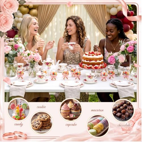 Mifoci 60 Pcs Mini Cake Stand Dome, 4.1x1.6 Rose Gold Clear Favor Boxes - Image 5