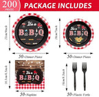 200pcs BBQ Baby Shower Plates Napkins Baby Q Paper Tableware Set It's A BabyQ Cake Dessert Disposable Dinnerware Rustic Barbecue Party Decoration for Baby Shower Birthday Decor Supplies Serves 50 - Image 2