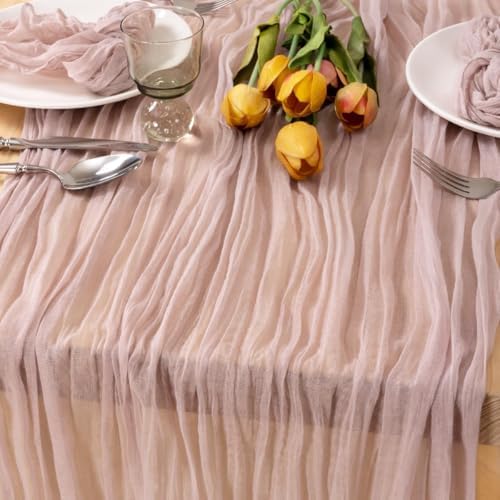 Pink Cheesecloth Table Runner Fall Wedding Bridal Party Decor 10ft, 8 Pack - Image 3