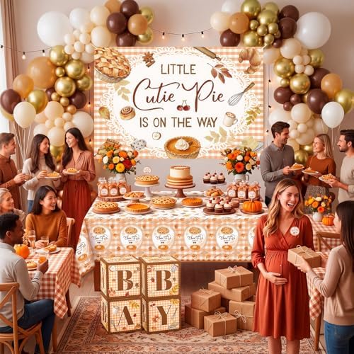 Gejoy 134 Pcs Cutie Pie Baby Shower Decoration Set Fall Baby Shower Decor - Image 5