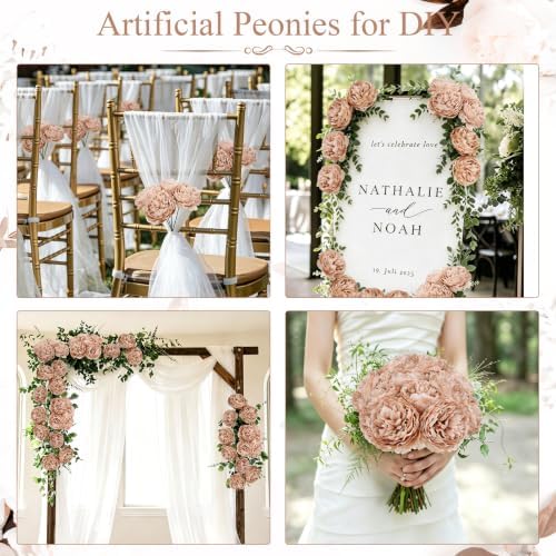 56 Pcs Peonies Artificial Flowers Bulk, 4.7’’ Peonies - Light Brown - Image 4