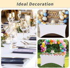 Fixwal 6 Pack 8FT White Tablecloth Rectangle Spandex Fitted Table Cover - Image 6