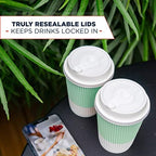 Disposable Coffee Cups With Lids - (80 set) 12 oz Paper To Go Coffee Cups With Resealable Lids Prevent Leaks! Travel Insulated Hot Beverage Drink Cup. Will Not Bend With Heat or Burn Fingers - Image 5