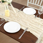 12 Pack Ivory White Cheesecloth Table Runner 120 Inch Boho Wedding Decor - Image 7