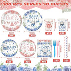 Mimorou 300 Pcs Gender Reveal Party Supplies She or He Tableware Set - Image 2