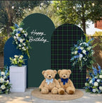 Set of 2 Arch Backdrop Cover Tartan Plaid Baby Shower Stretchy Arch Frame Cover for Bear Theme Boys Birthday Party Fiesta Decorations (7.2ft & 6ft,Green) - Image 4