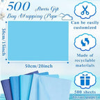500 Sheets Blue Series Tissue Paper Bulk 15 x 20 Inch for Homecoming Gifts - Image 3