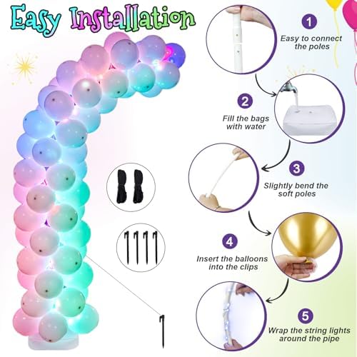 AerWo Lighted Balloon Arch Kit, Half Curved Balloon Arch Stand with Base - Image 5