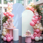 Simple White Striped Arch Backdrop Cover 6 FT, Blue Stripes Modern Style Wedding Arch Cover Stretchy Backdrop Stands Covers for Birthday Party Ceremony Banquet Decor - Image 5