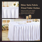 Wish Care White Satin Table Clothes for 6 Foot Rectangle Tables - 6FT Wrinkle Resistant Glitter Rectangle Tablecloths, Party Table Covers for Wedding Banquet, Baby Shower, Birthday, Holiday Dinner - Image 4
