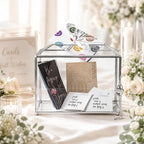 Wedding Glass Card Box with Slot and Lock, 10.2 x 6 x 8 Inch, Small Silver Geometric Cards Holder for Birthdays Party Reception, Wishing Well - Slot Length 6.3'' (Glass Box Only) - Image 2