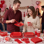 Vyntra 350 Pcs Red Square Paper Plates and Napkins Set, Serves 50 - Image 6