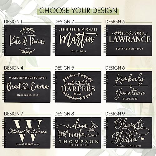 Wedding Guest Book Personalized with 9 Designs & 5 Rustic Colors - Small - Customized Guestbook Registry Sign-in with Name - Date, Hard Cover Laser Engraved Guest Book - Image 2