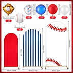 Foilswirl Baseball Theme Photo Background 4ft 5ft 6ft Spandex Arch Backdrop Cover for Photography Studio, Red Blue White Sports Backdrop for Photo Shoot Props - Image 3