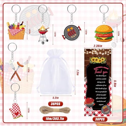 145 Pieces BBQ Baby Shower Gifts for Guest It's a Baby Q Ballpoint Pens and Keychains Favors Bulk Retractable Baby Shower Pens Gender Reveal Greeting Cards Souvenirs Prizes - Image 3