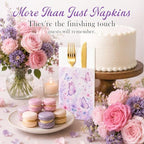 Butterfly Floral Linen Feel Pocket Napkins for Wedding Birthday Party Decor - Image 3