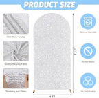 MODFUNS Silver Sequin Arch Cover Backdrop Fabric 7.2FT Spandex Backdrop Cover Wedding Arch Covers Glitter Arch Covers Stretchy Back Drop for Outdoor Indoor Celebration Parties Decoration - Image 3