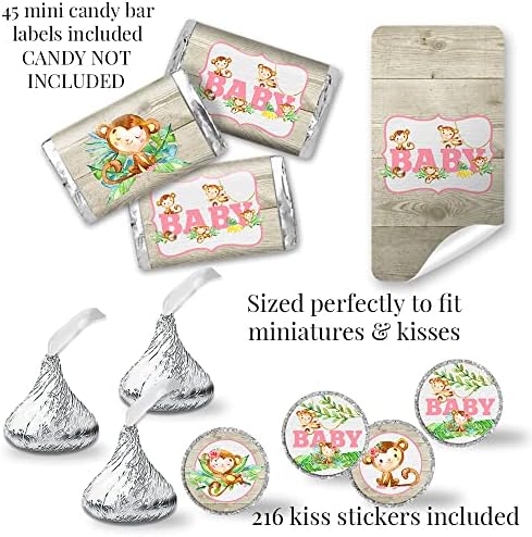 Amanda Creation Watercolor Jungle Monkeys Girl Baby Shower Party Bundle Includes 20 Invitations with Envelopes + 4 Different Sizes of Decorative Stickers, Diaper Tickets & Bring a Book Cards - Image 5