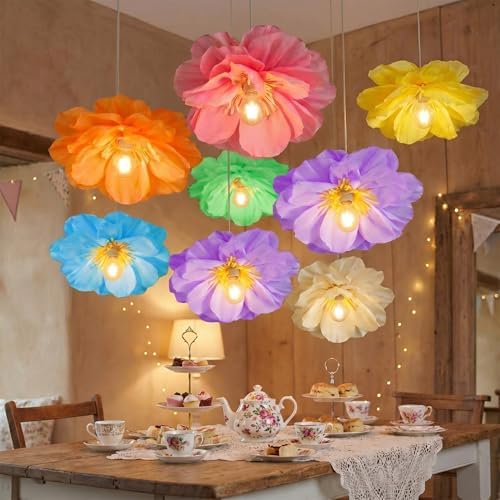 Thiccywoov 8 Pack Giant Paper Flower Decorations for Bulb, 15.7" Large Artificial Flower Paper Lantern Colorful Crepe Tissue Papers Flowers for Classroom Birthday Wedding Decorations(Colorful) - Image 6