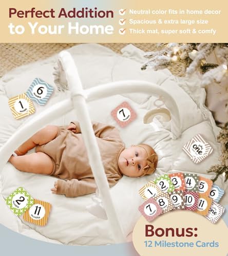 5-in-1 Thick & Plush Baby Play Gym, Baby Play Mats for Floor, Tummy Time Mat with 6 Toys, Convertible Stage-Based Developmental from Babies to Toddlers, Ball Pit, White - Image 4