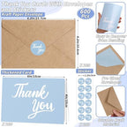 600 Pcs Light Blue Thank You Cards Bulk with Kraft Envelopes and Stickers 4x6 Inch Blank Thank You Notes Box Set Minimalistic Design for Business Wedding Baby Shower Graduation Bridal Shower Birthday - Image 2