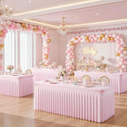 6ft Pink Spandex Tablecloths for Rectangle Tables Wrinkle Free Pink Table Cloth Rectangle Stretch Fitted Table Cover with Skirt for Baby Shower Girl Birthday Party Wedding Banquet Buffet Event - Image 3