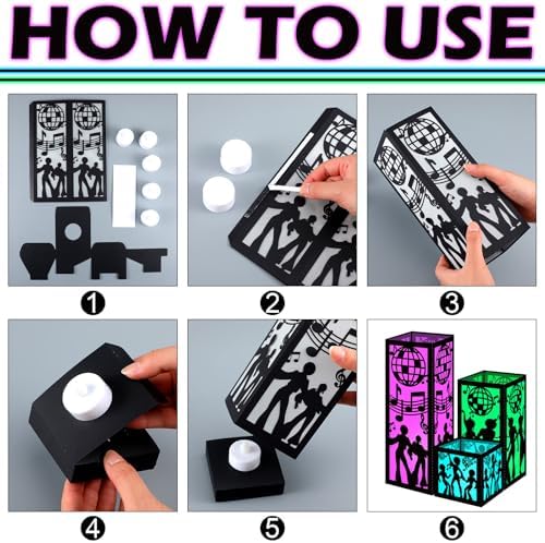 Rossesay 24 Pcs Disco Lantern Table Centerpiece for 70s Music Party Decor - Image 5