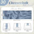30 Pack Dusty Blue Cheesecloth Table Runner 17 x 108 inch Cheese Cloth Table Runners 9ft Blue Table Runner Rustic Romantic Sheer Gauze Runner for Wedding Party Baby Shower Table Decoration - Image 2