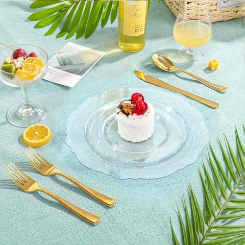 WDF 60pcs Clear Plastic Dessert Plates Disposable -7.5inch Small Disposable Clear Cake/Appetizer/Dessert Plastic Plates for Wedding/Party/Birthday/Summer Party - Image 5