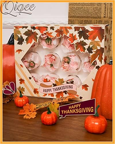 qiqee Thanksgiving 12 Cupcake Boxes with Window 16-Packs Cupcake Box 13"x10"x3.5" Cupcakes Carrier, 12 Cupcake Containers For Thanksgiving Day - Image 5