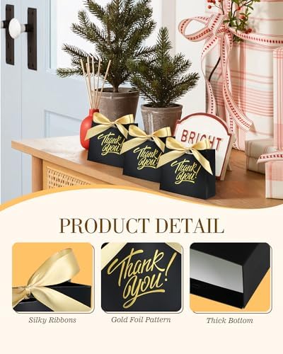 EQOREIIN 100 Pack Small Thank You Gift Bags with Ribbon, 4.5x1.8x3.9 Inches - Image 3
