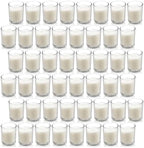 Housecret 48 Pack Warm White Unscented Clear Glass Filled Votive Candles. Hand Poured Wax Candle Ideal Gifts for Aromatherapy Spa Weddings Birthdays Holidays Party by Housecret