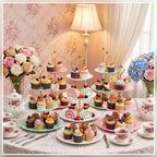 8 Pcs 3 Tier Serving Tray Cupcake Stand, Round, White, Pink, Green - Image 6