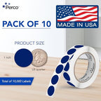 Perco Dark Blue Perforated Round Circle Dot Sticker 1-Inch Labels — 10 Rolls, 10,000 Stickers - File Labels, Category Tags & Inventory Systems, Strong Adhesive - Made in USA - Image 2