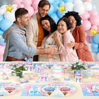Whats The Scoop Gender Reveal Decorations, Ice Cream Boy or Girl Party Supplies, Pink and Blue Backdrop Banner Balloon Tablecloth Plate Napkin Cup Straw Knife Spoon Fork Sash 230 PCs - Image 6