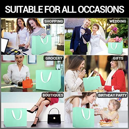 EUSOAR Kraft Bags with Handles, 20pcs 12.5" x 4.5" x 11" Kraft Paper Bag Bulk, Shopping Bags with Handle for Lunch Merchandise Party Wedding Birthday - Image 5