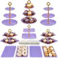 Pack of 11 NWK Cake Stand Set of Cupcake Stand, Tray & Table Cloth (Purple) by NWK