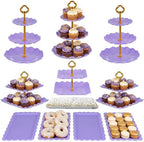 Pack of 11 NWK Cake Stand Set of Cupcake Stand, Tray & Table Cloth (Purple) by NWK