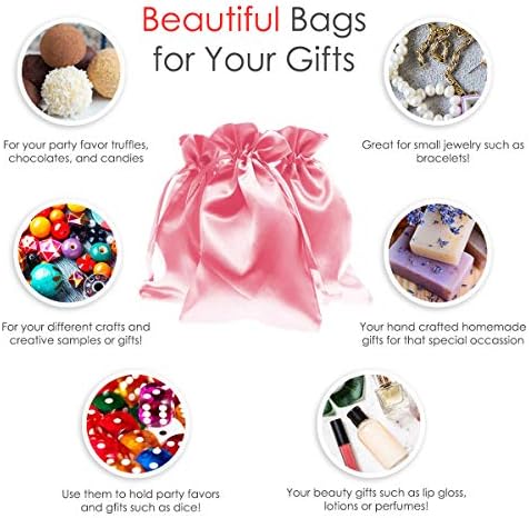 Knitial 50 Pack 6" x 9" Light Pink Satin Gift Bags with Drawstring, Large Gift Pouches, Wedding Favor Bags for Baby Shower Birthday Party Small Business - Image 2