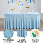 6 Pack Spandex Baby Blue Tablecloths for 8 Foot Rectangle Tables, Wrinkle Free Fitted Table Cloths 8ft Stretchy Table Cloth for Parties Weddings Birthday Banquet Baby Shower - Image 4