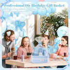 10 Pack Blue Gift Baskets Empty Woven, Cotton Rope Small Basket with Handles, Baby Boy Shower Nursery Organizer, Father's Day Graduation Includes Clear Bags and Bows - Image 7
