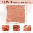 100 Pack Terracotta Cheesecloth Napkins 21x21 Inches Terracotta Cloth Napkins Washable Set of 100 Dinner Table Napkins for Wedding Bridal Baby Shower Rustic Boho Cotton Gauze Summer Party Table Decor - Image 3