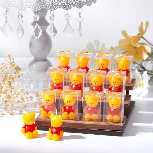 24 Pcs Bear Baby Shower Candle Favors for Guest Bear Party Favors Baby Shower Candles Bulk for Gifts Party Decorations (Yellow) - Image 4