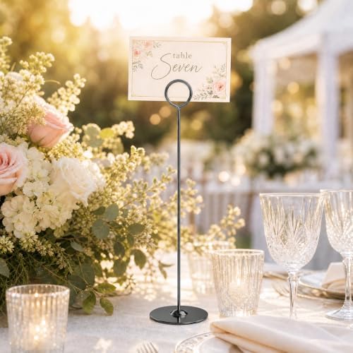 Urban Deco 36PK Table Number Holders Place Card Holders 12 Inch Table Card Holders Steel Card Holders for Photos, Food Signs, Memo Notes, Weddings, Restaurants, Birthdays (Black 36PK) - Image 6