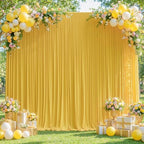 10x10ft Yellow Backdrop Curtains for Wedding Parties Wrinkle Free Yellow Curtains Photo Backdrop Drapes for Photography Birthday Baby Shower Soft Fabric Party Backgournd for Photoshoot by Partisky